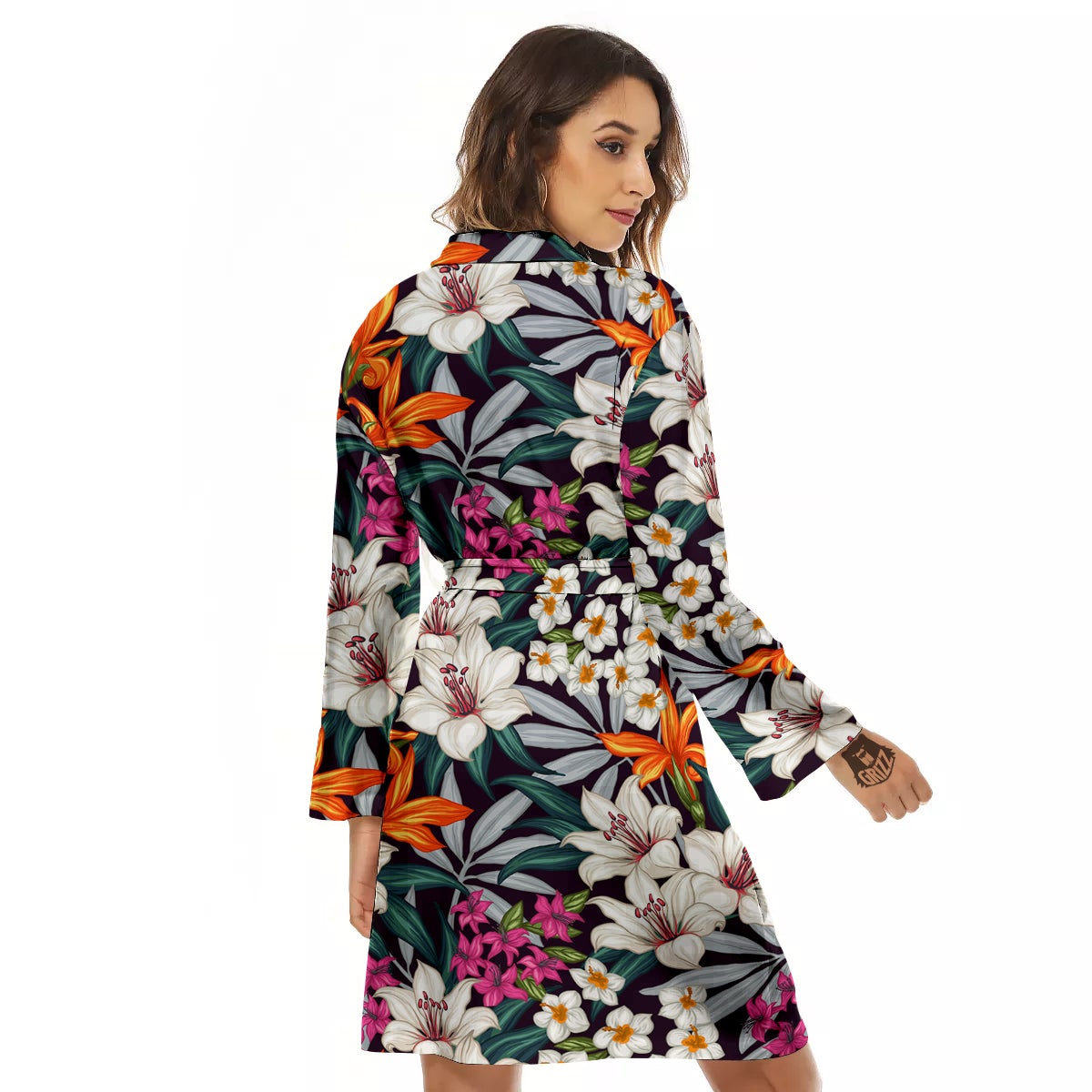Aloha Flower Tropical Print Pattern Women's Robe-grizzshop
