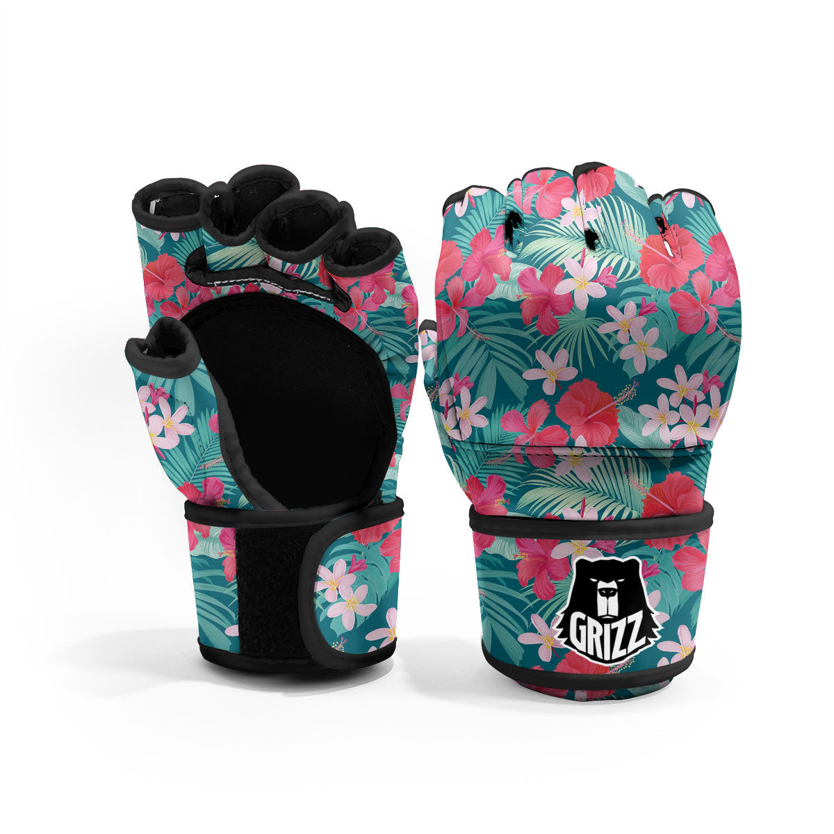 Aloha Hawaiian Flower Print MMA Gloves-grizzshop