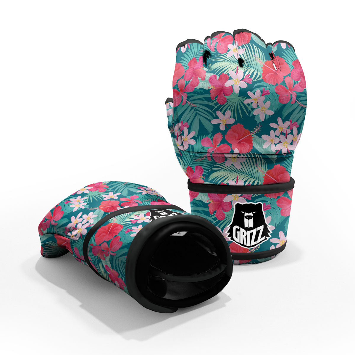 Aloha Hawaiian Flower Print MMA Gloves-grizzshop