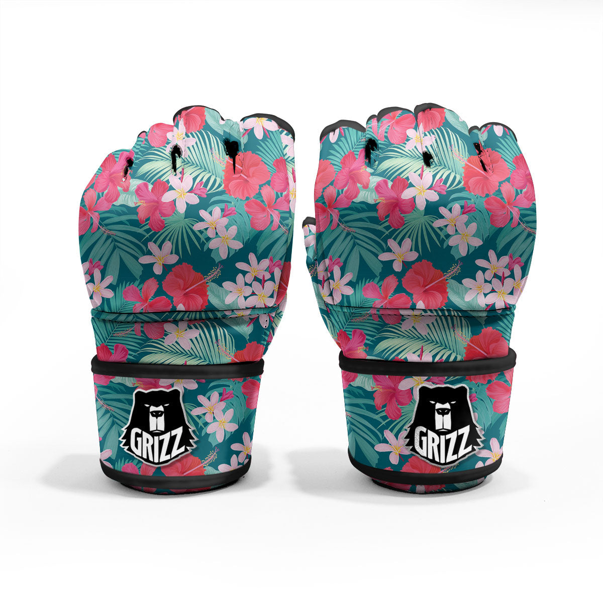 Aloha Hawaiian Flower Print MMA Gloves-grizzshop