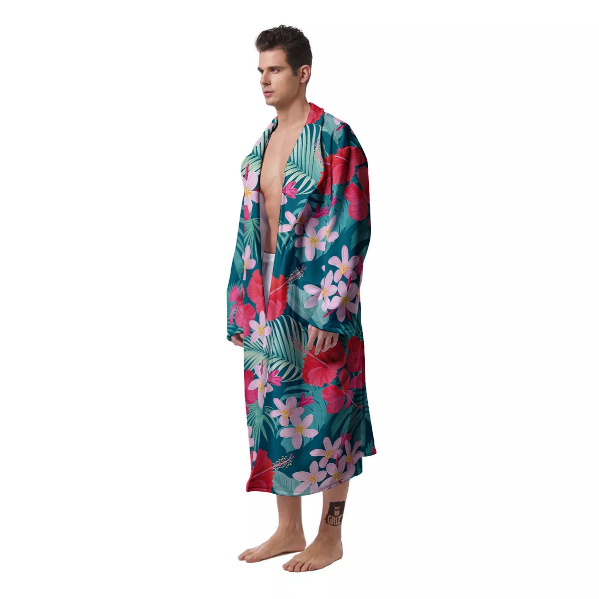 Aloha Hawaiian Flower Print Men's Robe-grizzshop