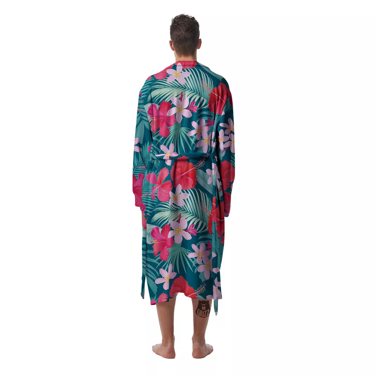 Aloha Hawaiian Flower Print Men's Robe-grizzshop