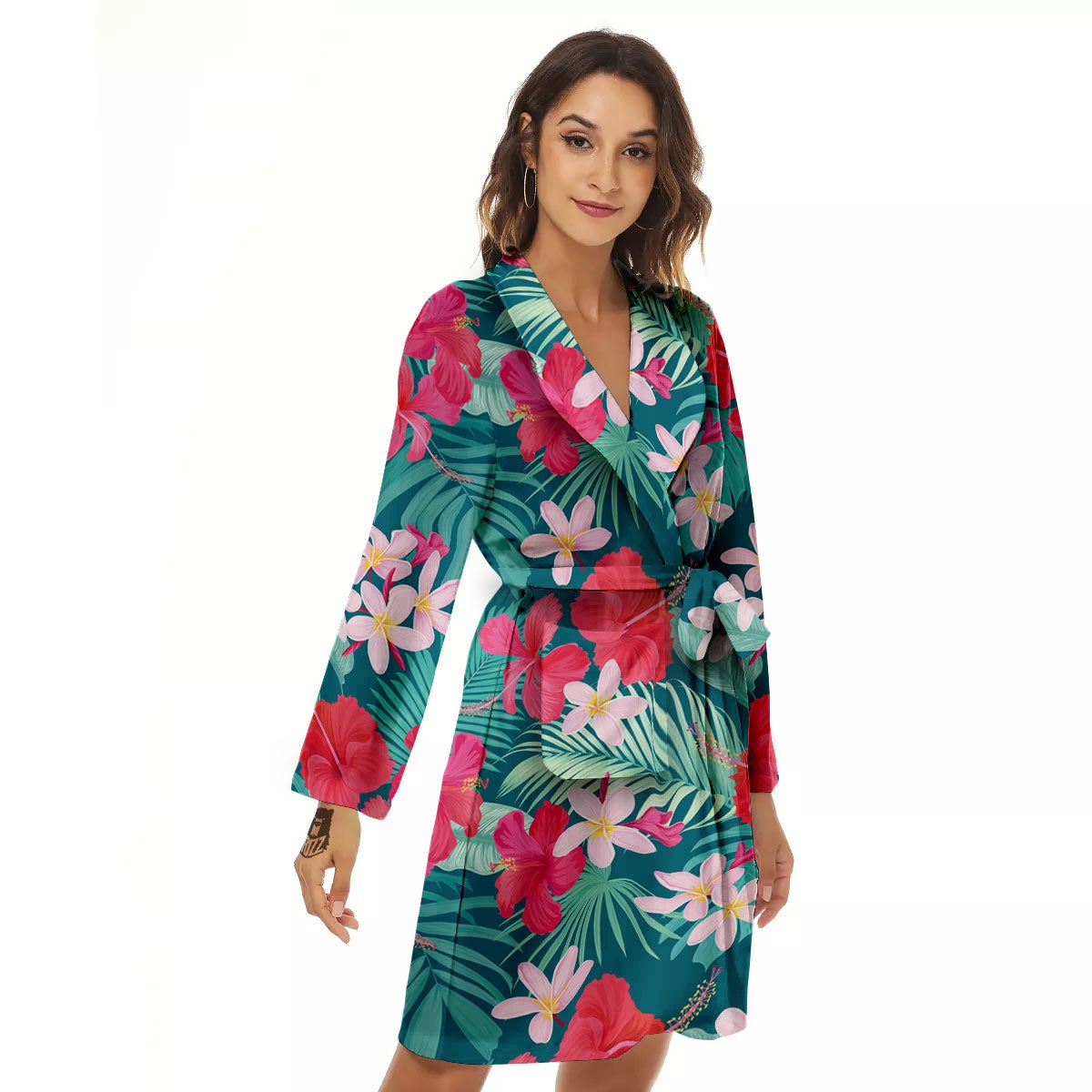 Aloha Hawaiian Flower Print Women's Robe-grizzshop