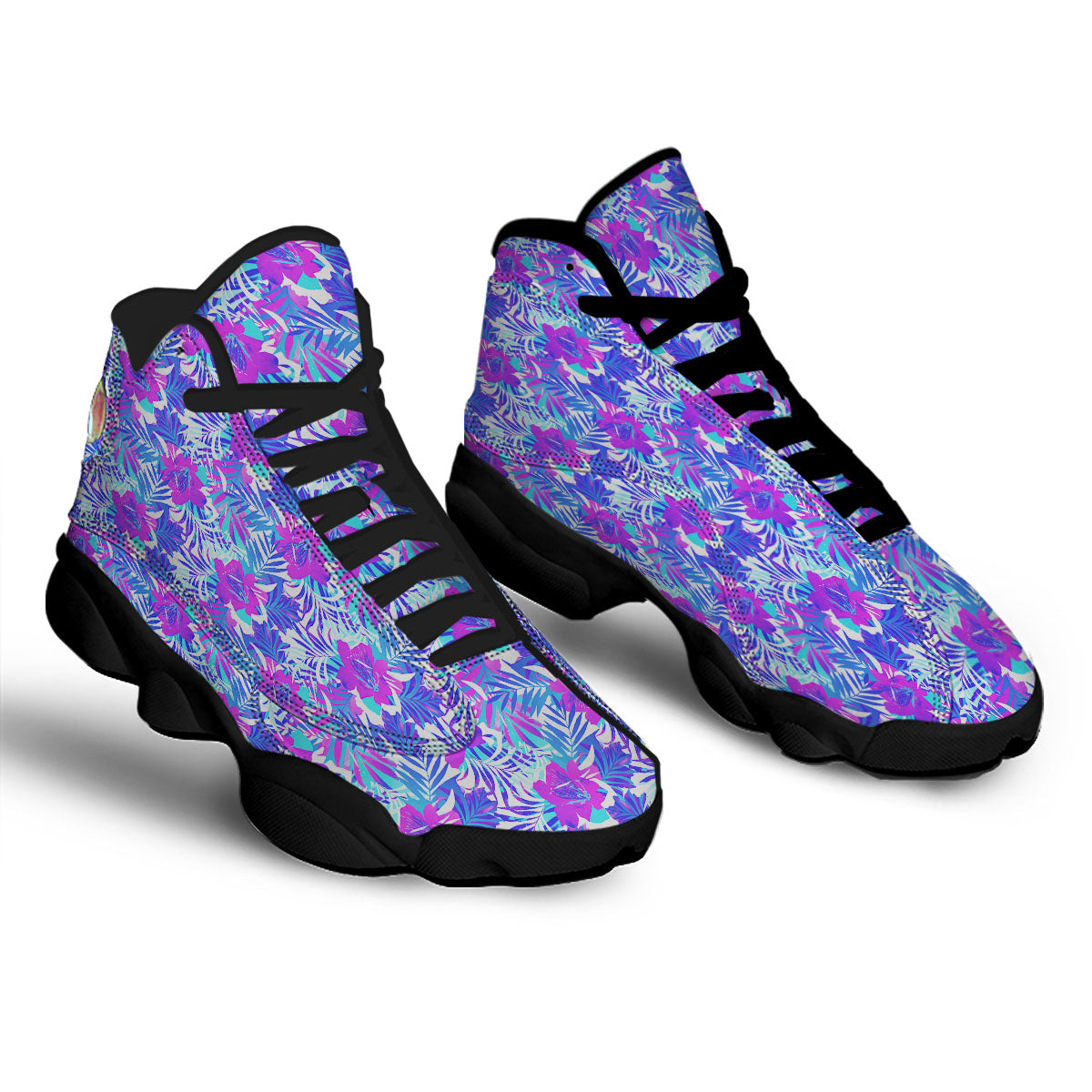Aloha Psychedelic Tropical Print Pattern Black Basketball Shoes-grizzshop