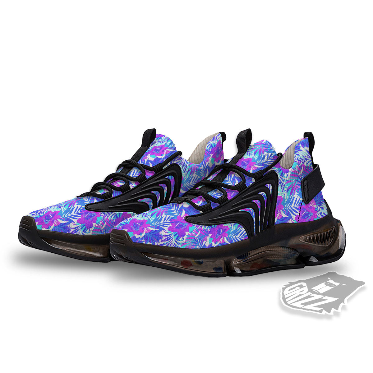 Aloha Psychedelic Tropical Print Pattern Black Gym Shoes-grizzshop
