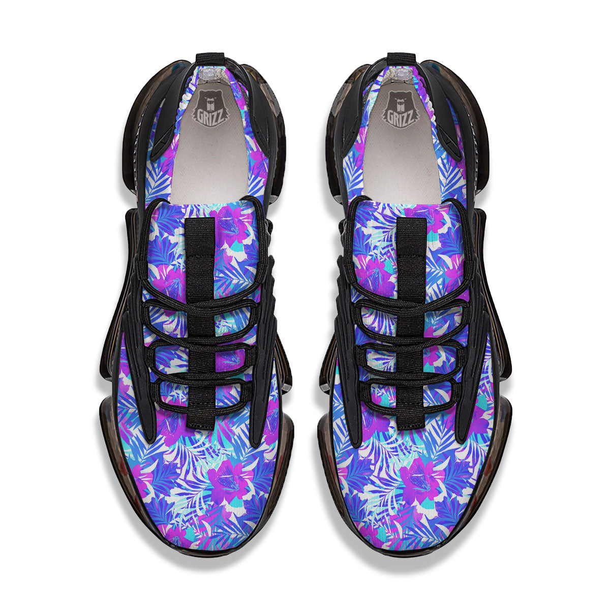 Aloha Psychedelic Tropical Print Pattern Black Gym Shoes-grizzshop