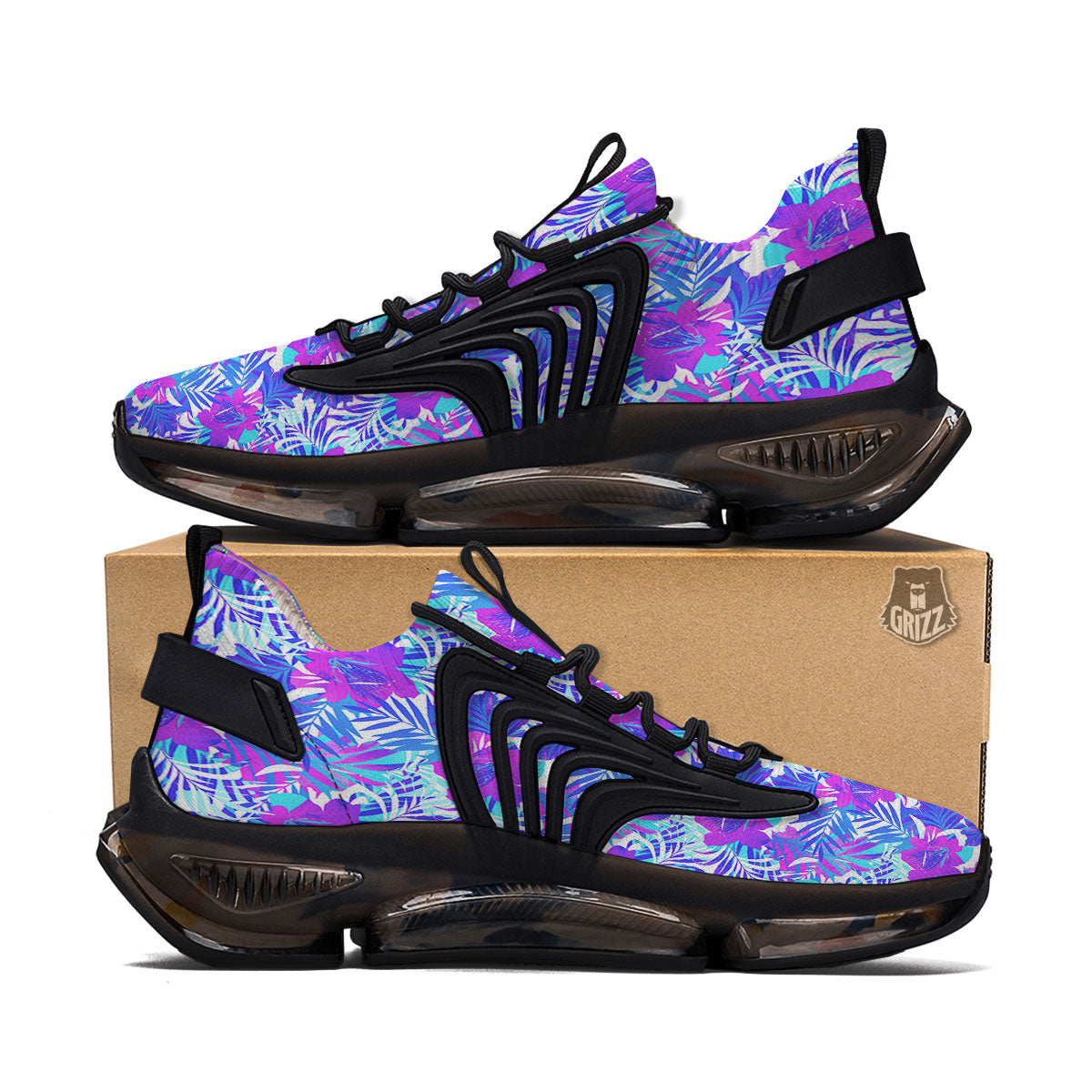 Aloha Psychedelic Tropical Print Pattern Black Gym Shoes-grizzshop