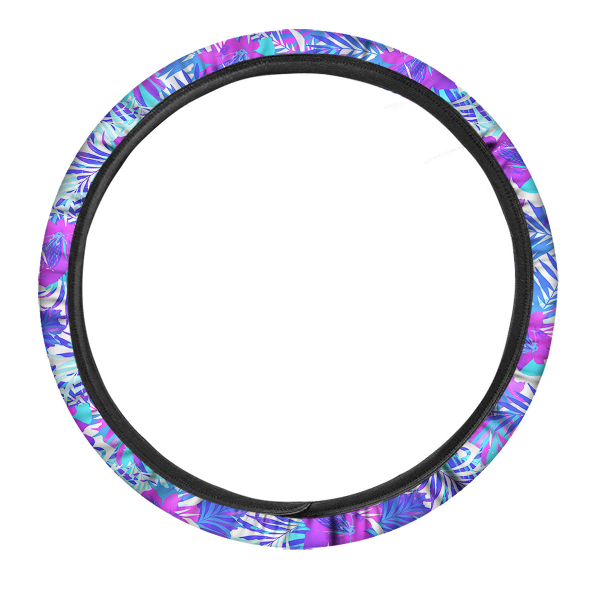Aloha Psychedelic Tropical Print Pattern Car Steering Wheel Cover-grizzshop