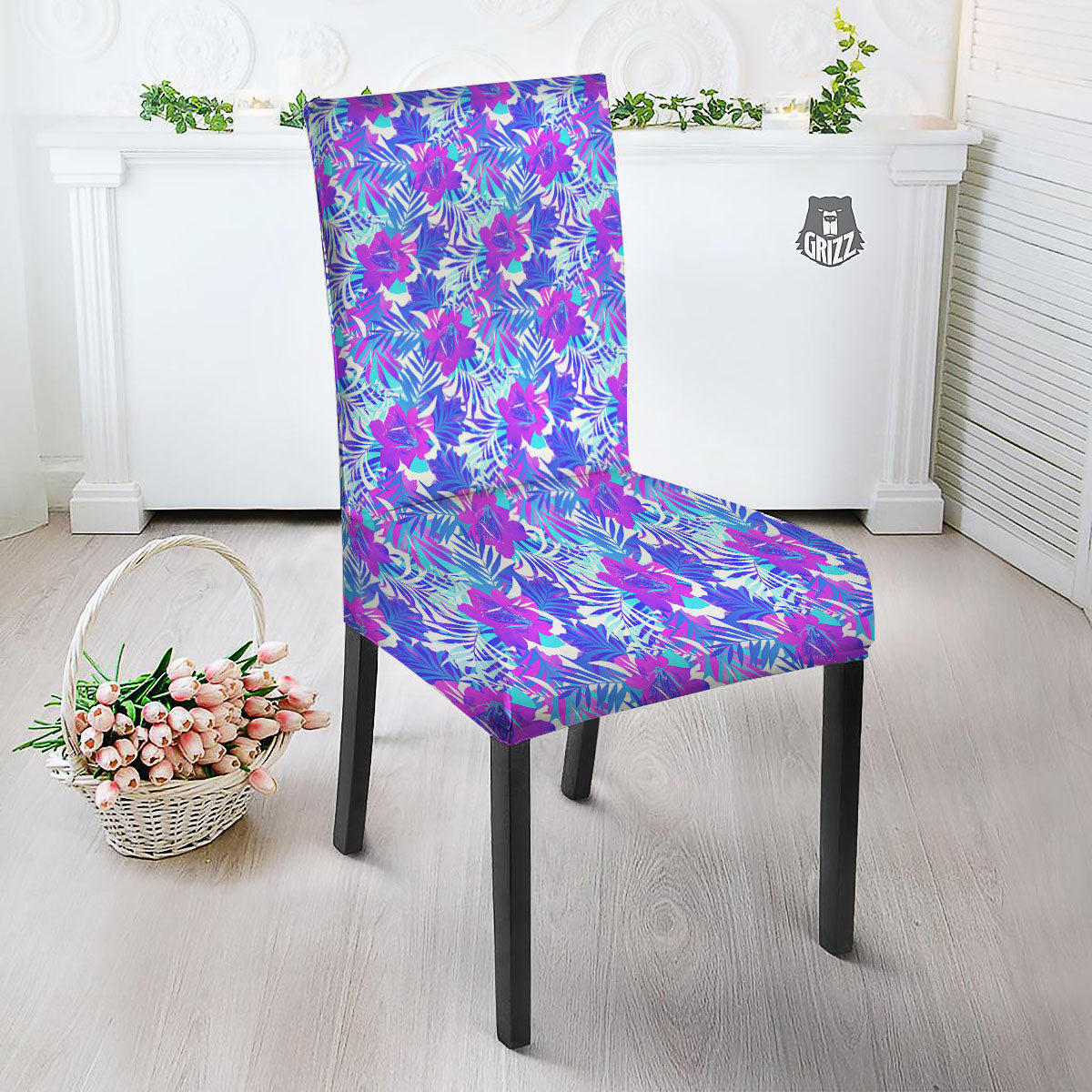 Aloha Psychedelic Tropical Print Pattern Dining Chair Slipcover-grizzshop