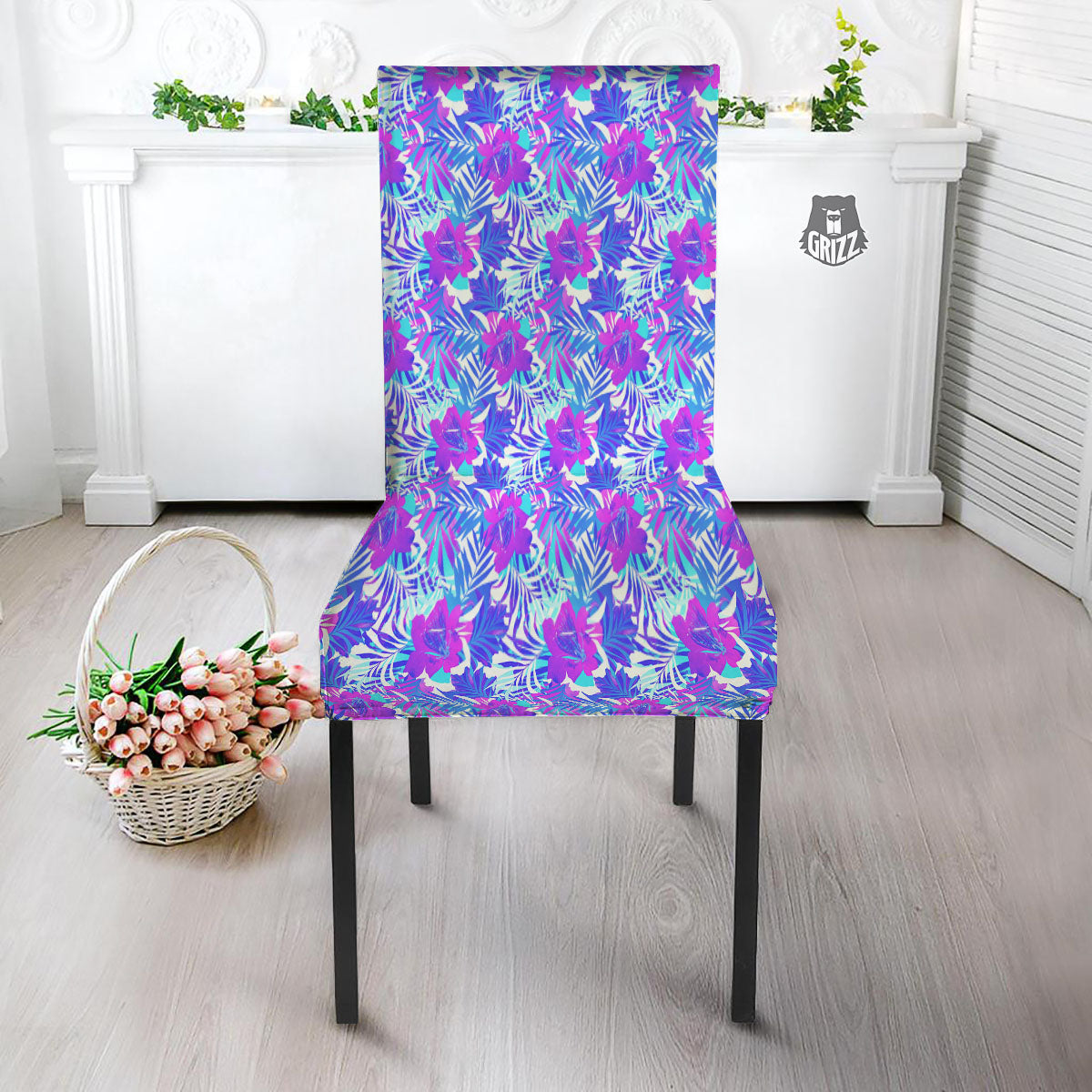 Aloha Psychedelic Tropical Print Pattern Dining Chair Slipcover-grizzshop