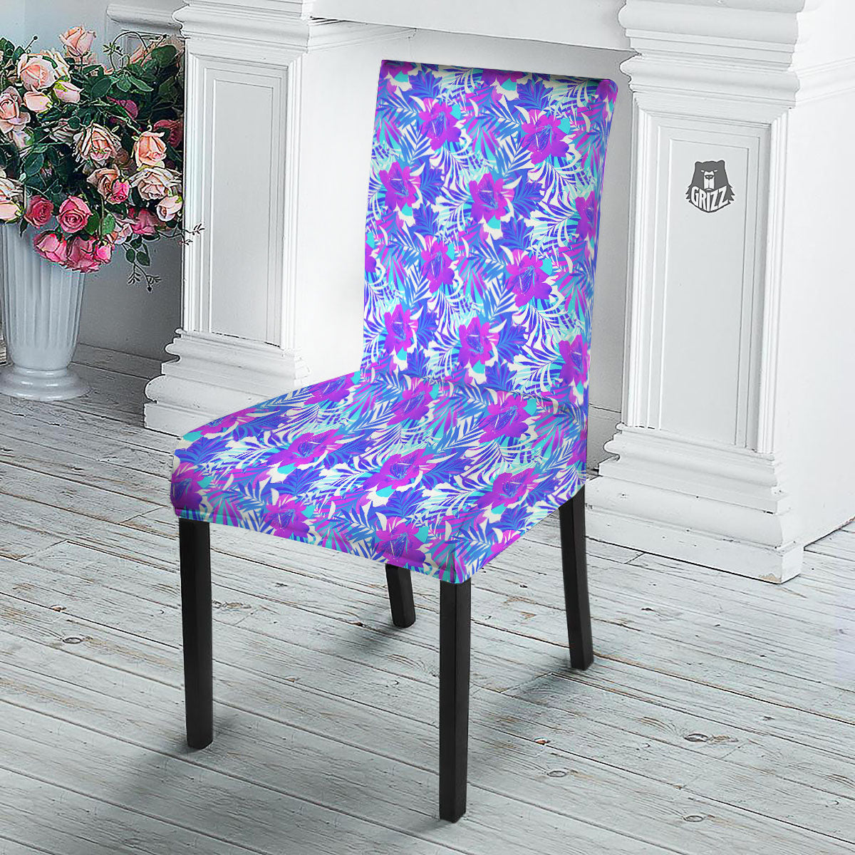 Aloha Psychedelic Tropical Print Pattern Dining Chair Slipcover-grizzshop