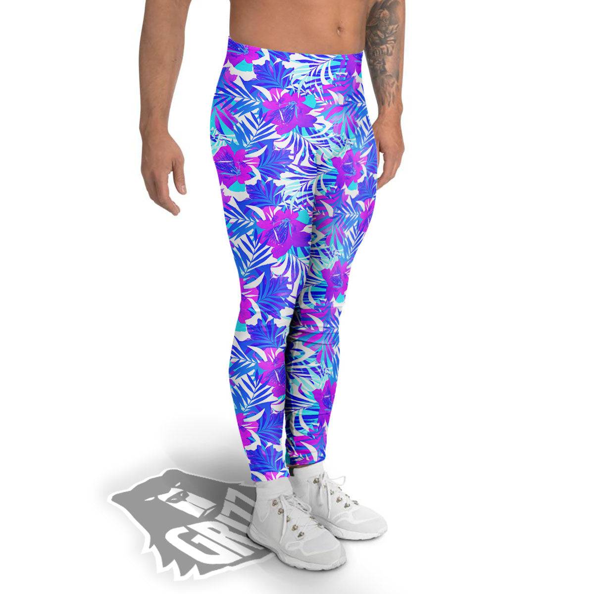Aloha Psychedelic Tropical Print Pattern Men's Leggings-grizzshop