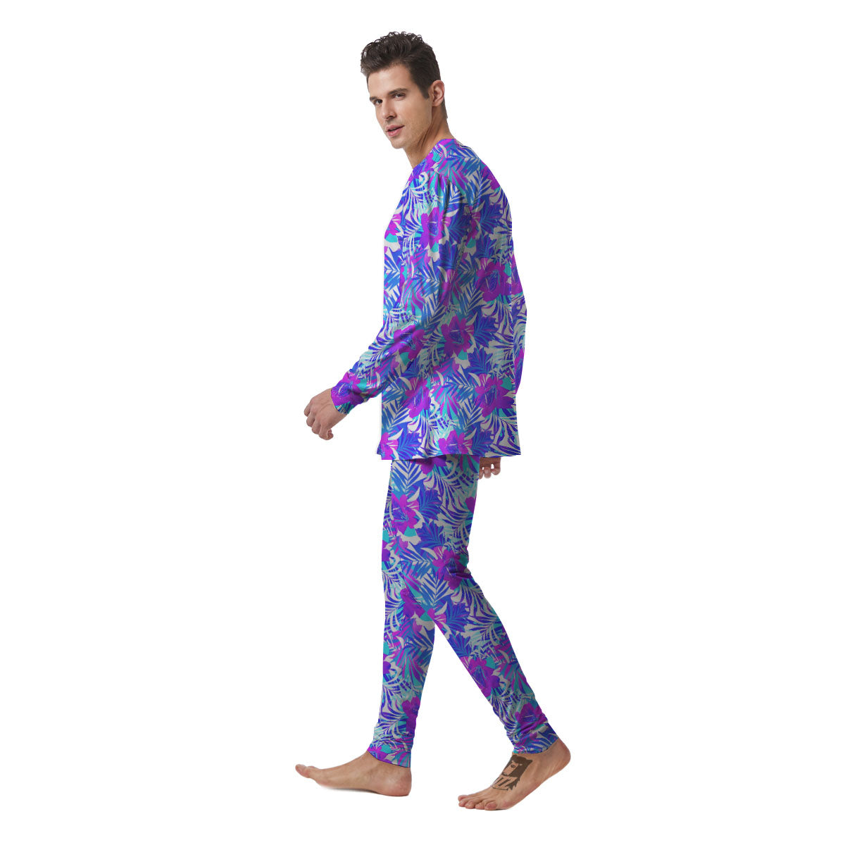 Aloha Psychedelic Tropical Print Pattern Men's Pajamas-grizzshop