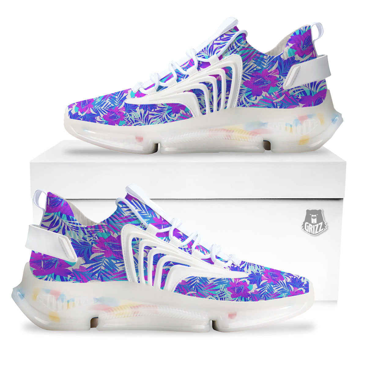 Aloha Psychedelic Tropical Print Pattern White Gym Shoes-grizzshop