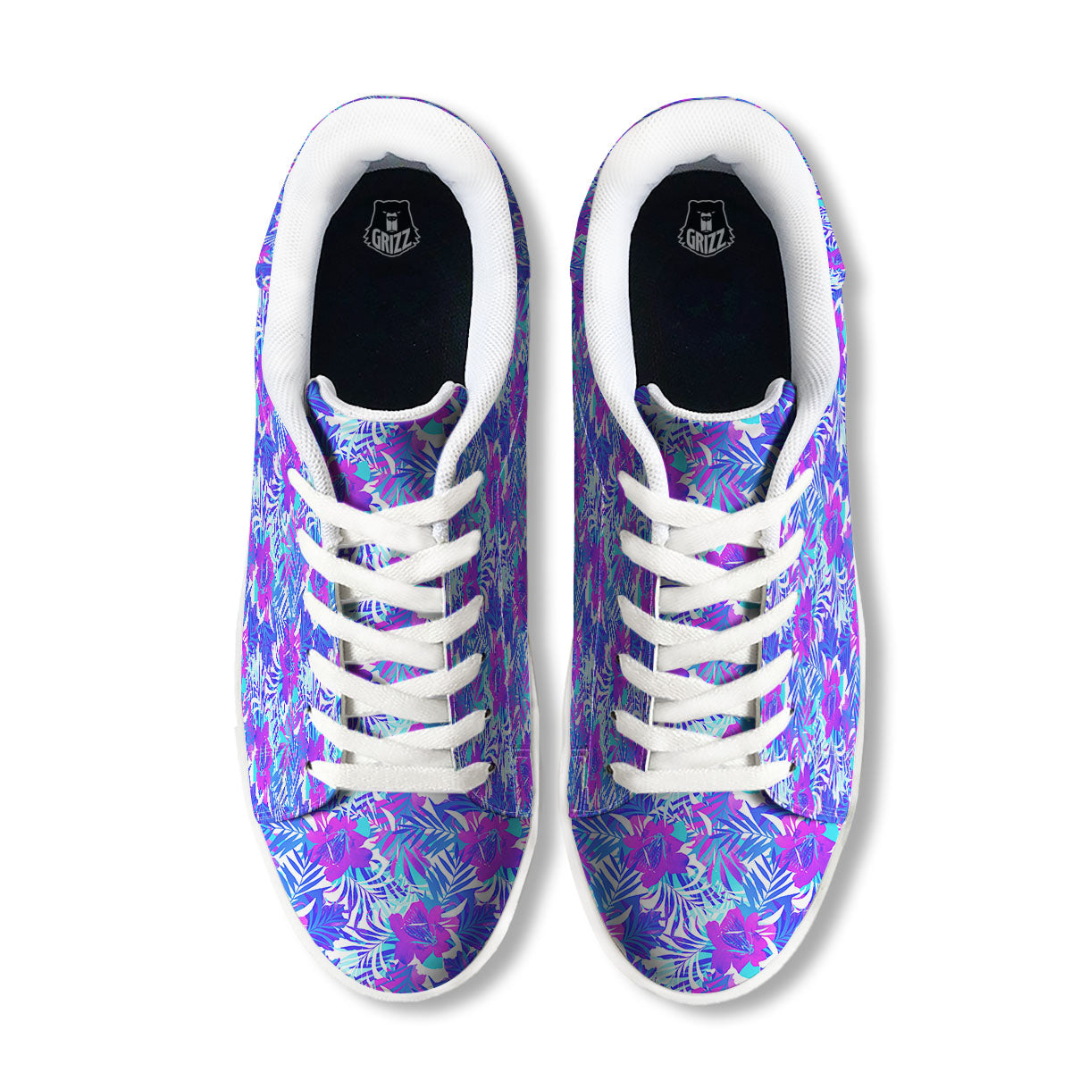 Aloha Psychedelic Tropical Print Pattern White Low Top Sneakers-grizzshop