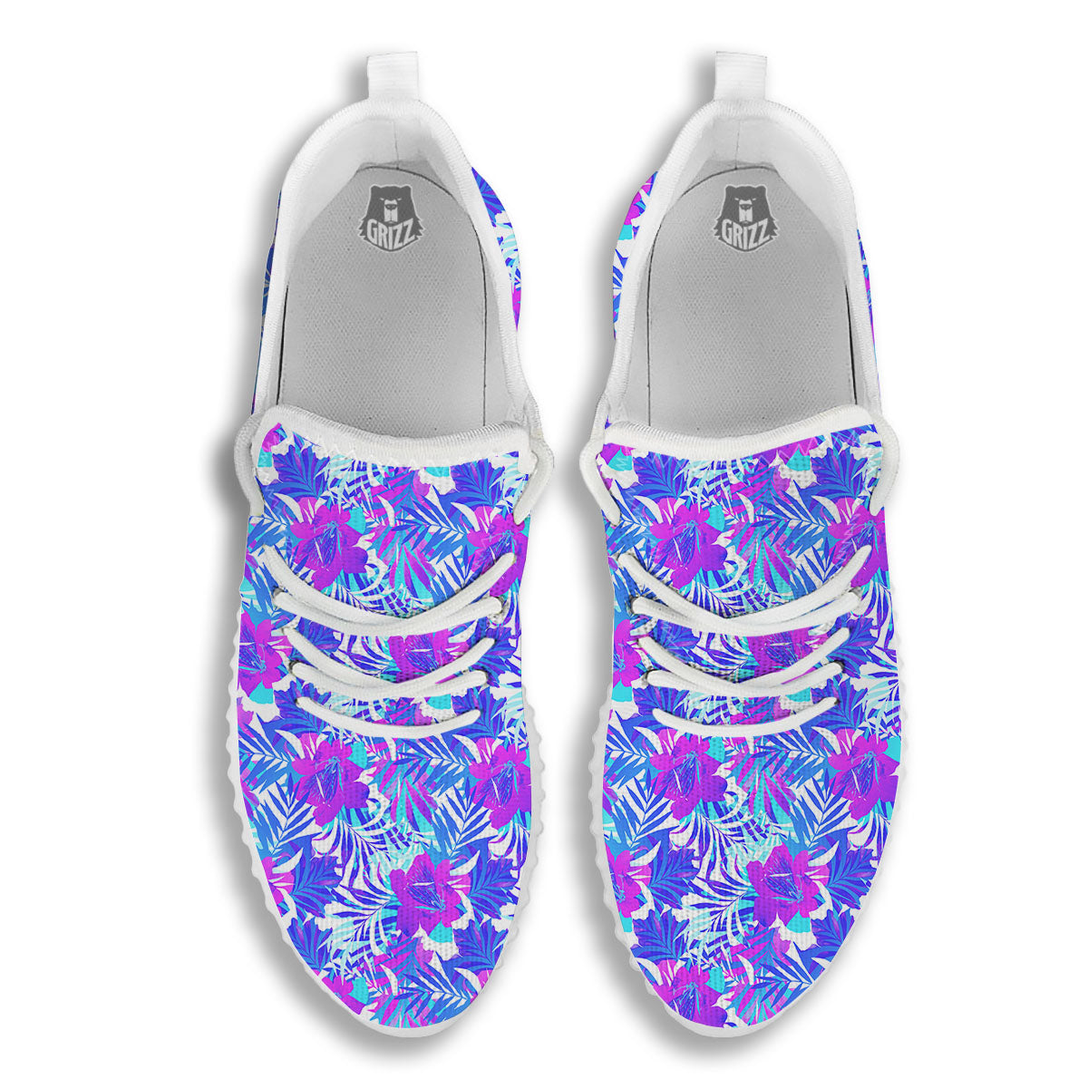 Aloha Psychedelic Tropical Print Pattern White Walking Shoes-grizzshop