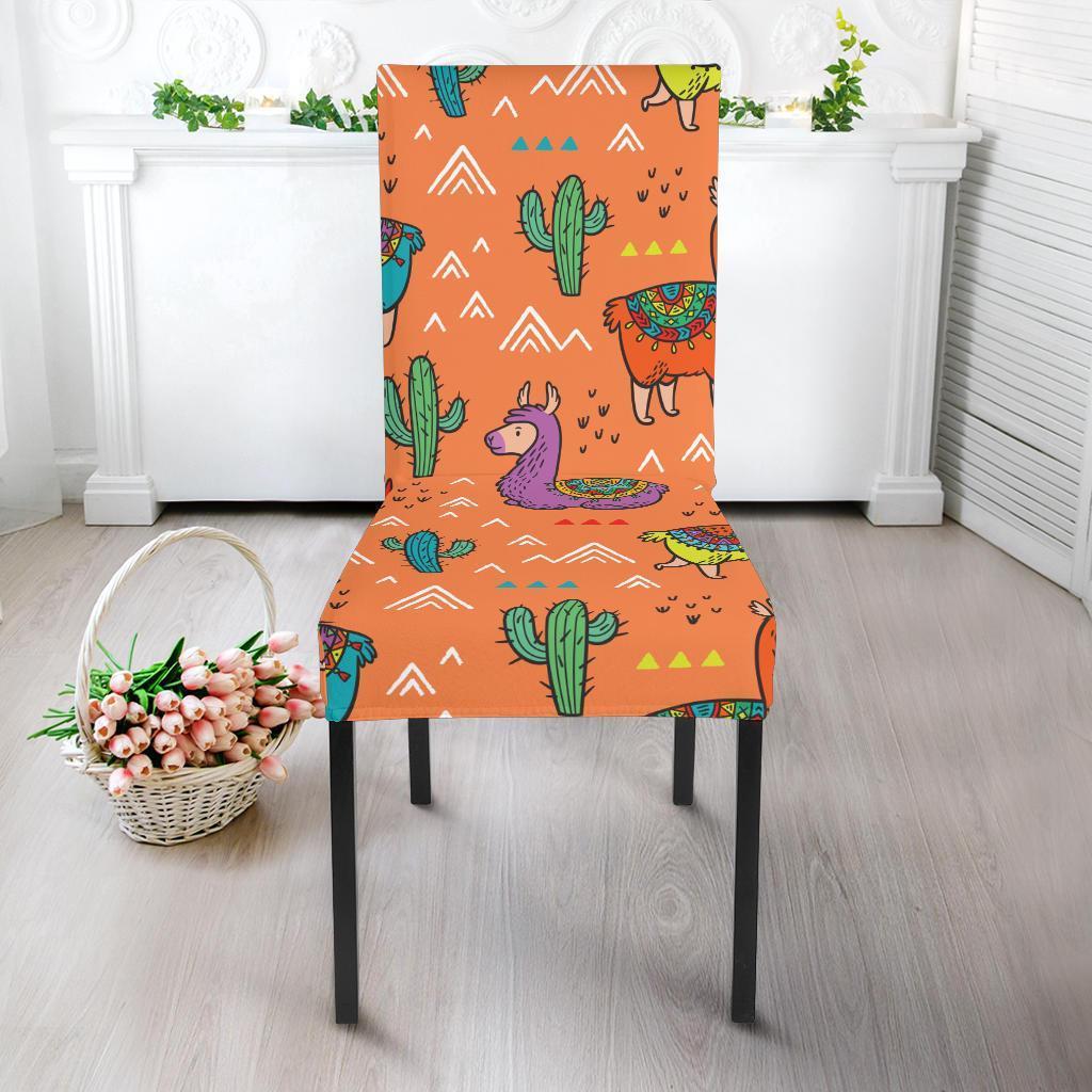 Alpaca Cactus Pattern Print Chair Cover-grizzshop