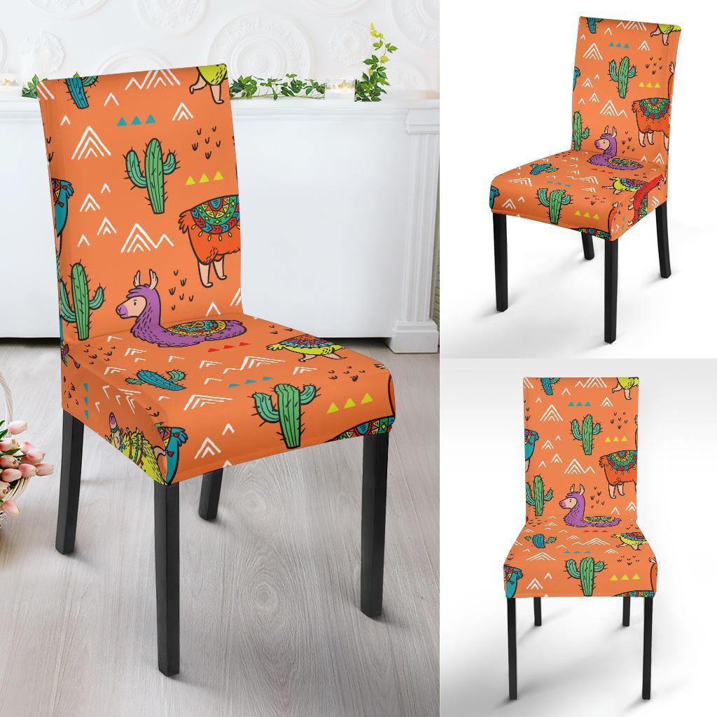 Alpaca Cactus Pattern Print Chair Cover-grizzshop