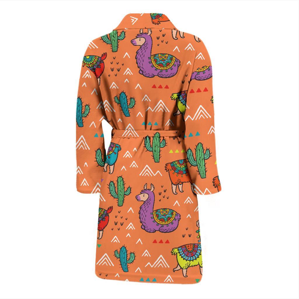 Alpaca Cactus Pattern Print Men Long Robe-grizzshop