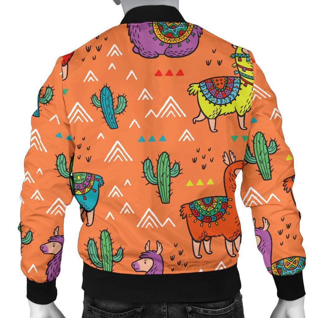 Alpaca Cactus Pattern Print Men's Bomber Jacket-grizzshop