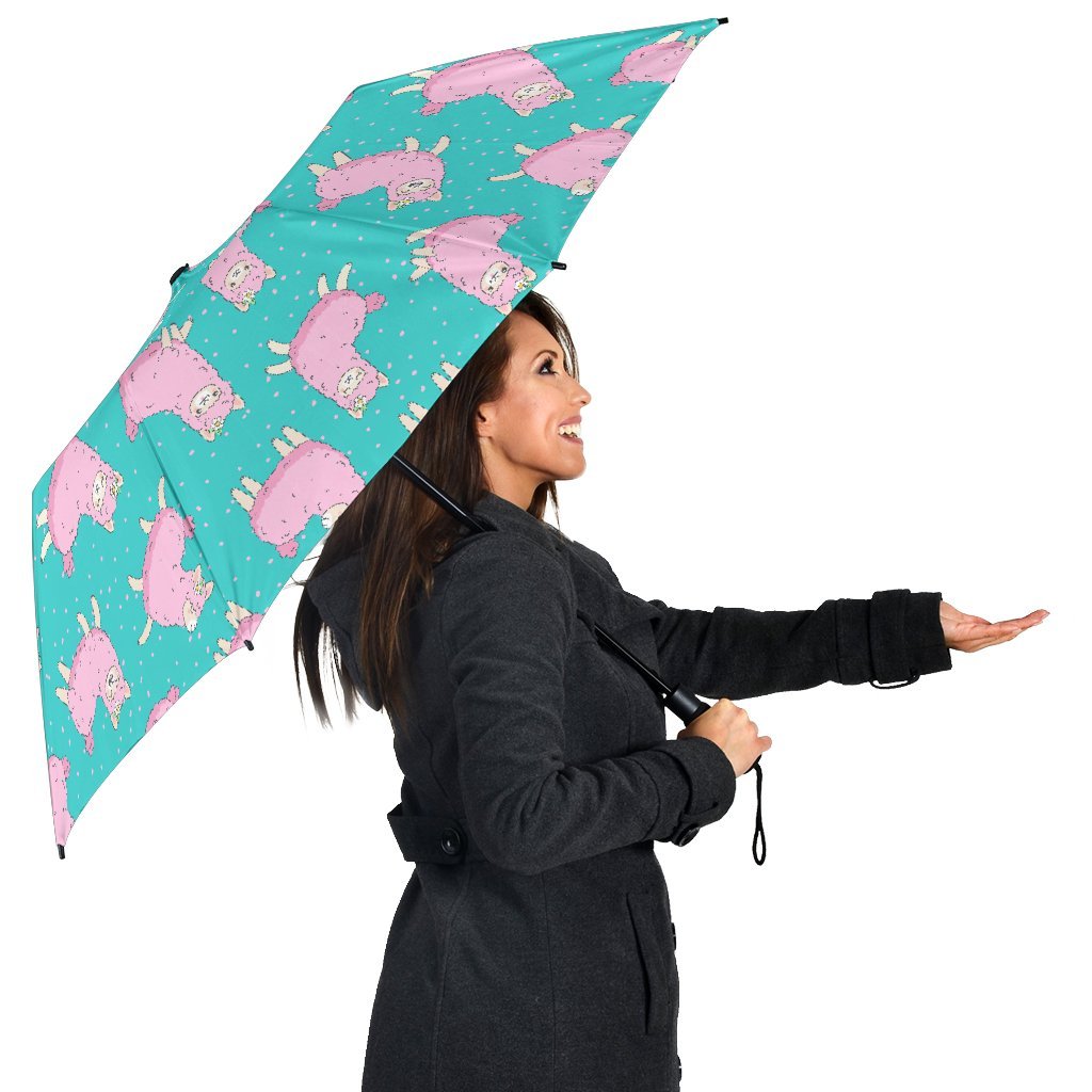Alpaca Pattern Print Automatic Foldable Umbrella-grizzshop