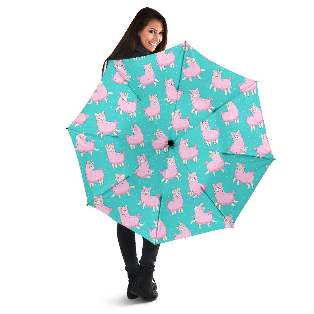 Alpaca Pattern Print Automatic Foldable Umbrella-grizzshop