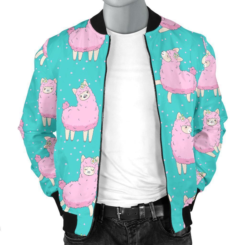 Alpaca Pattern Print Men's Bomber Jacket-grizzshop