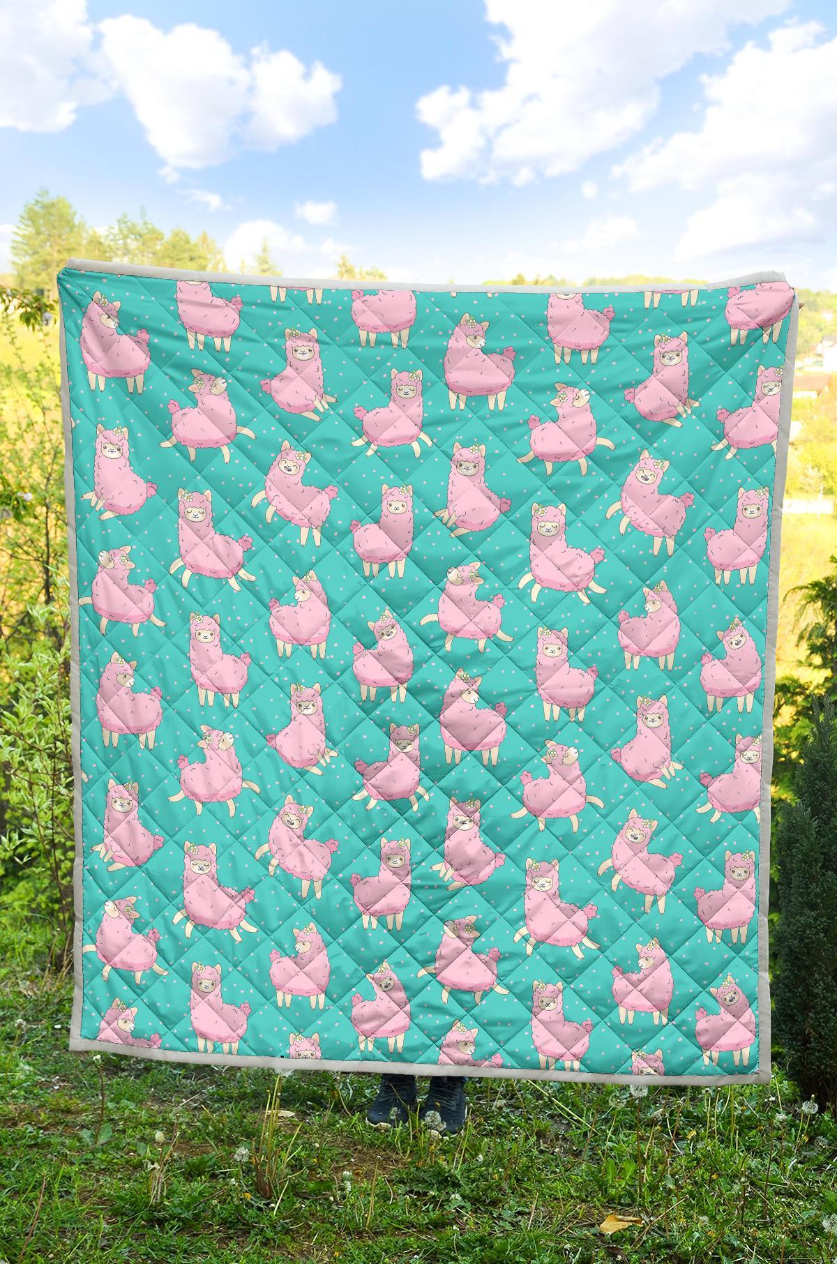 Alpaca Pattern Print Quilt-grizzshop