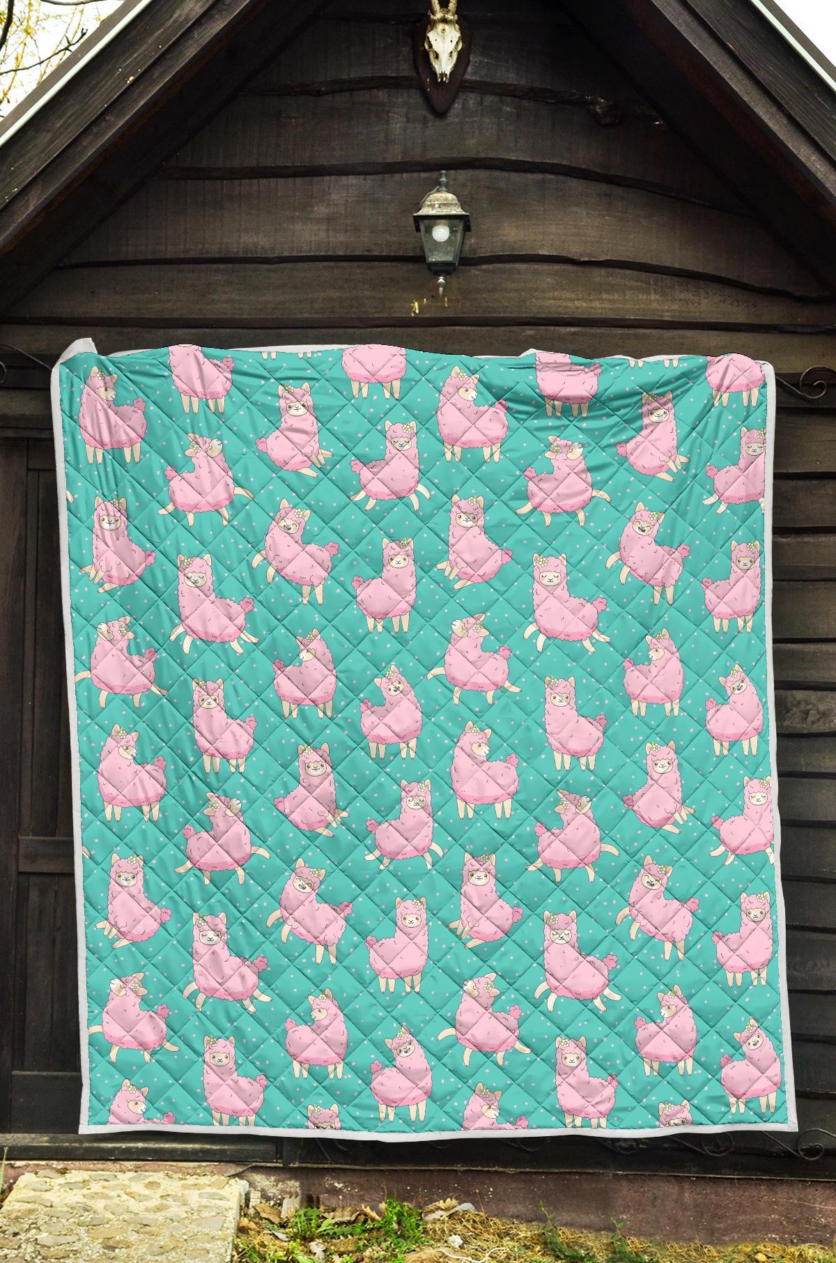 Alpaca Pattern Print Quilt-grizzshop