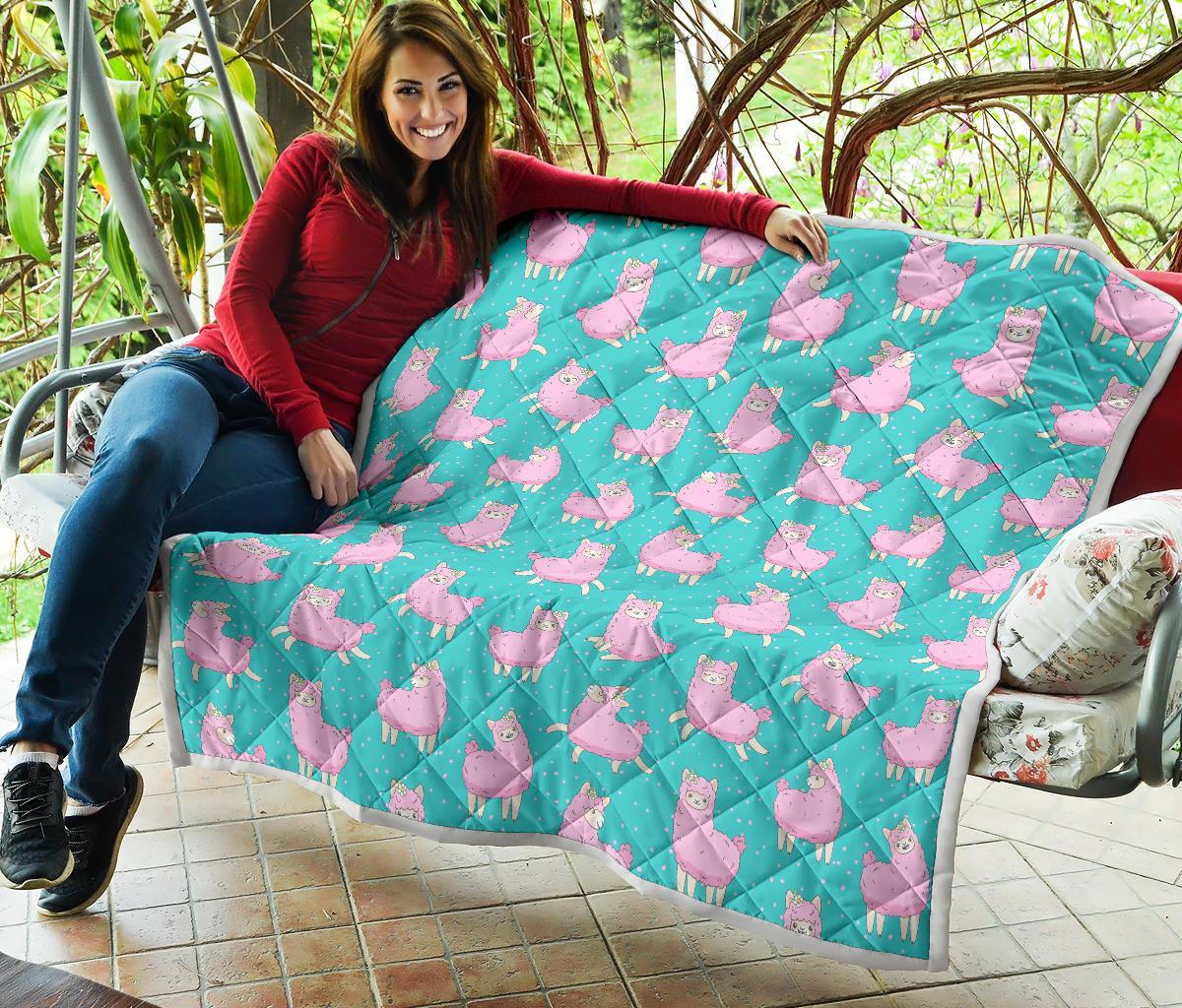 Alpaca Pattern Print Quilt-grizzshop