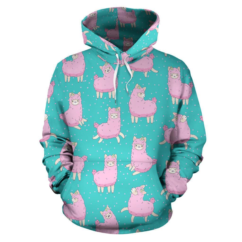Alpaca Pattern Print Women Men Pullover Hoodie-grizzshop