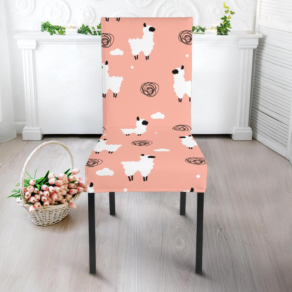 Alpaca Pink Pattern Print Chair Cover-grizzshop