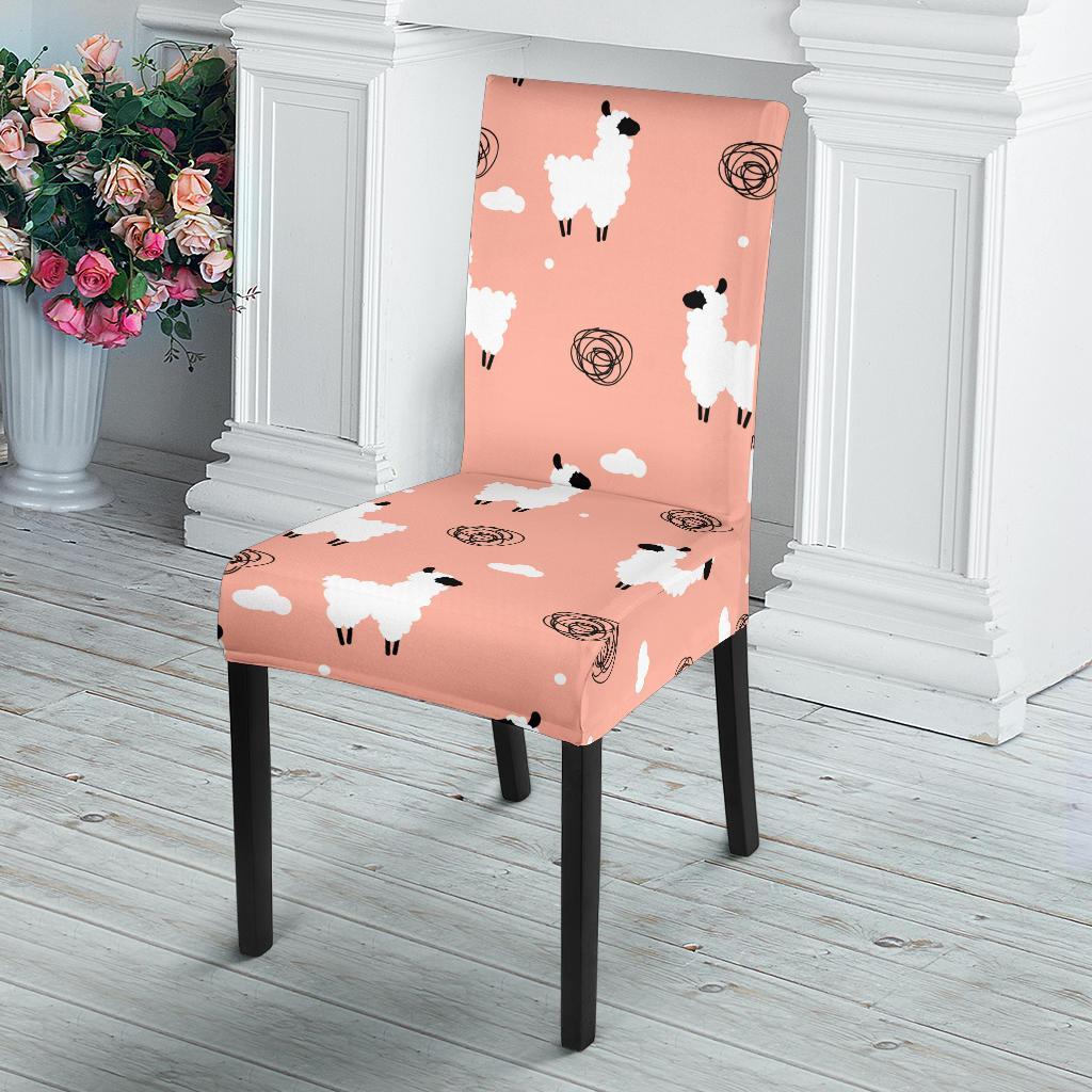 Alpaca Pink Pattern Print Chair Cover-grizzshop
