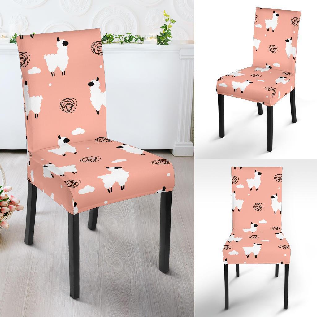 Alpaca Pink Pattern Print Chair Cover-grizzshop