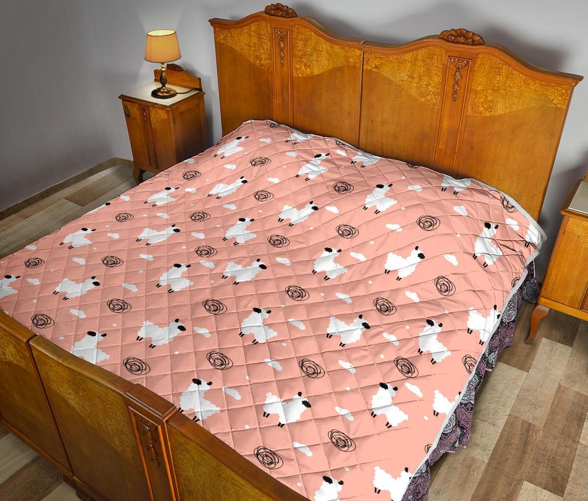Alpaca Pink Pattern Print Quilt-grizzshop