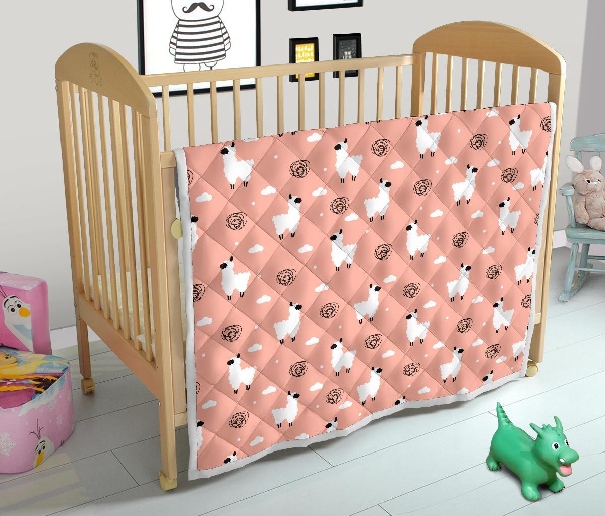 Alpaca Pink Pattern Print Quilt-grizzshop