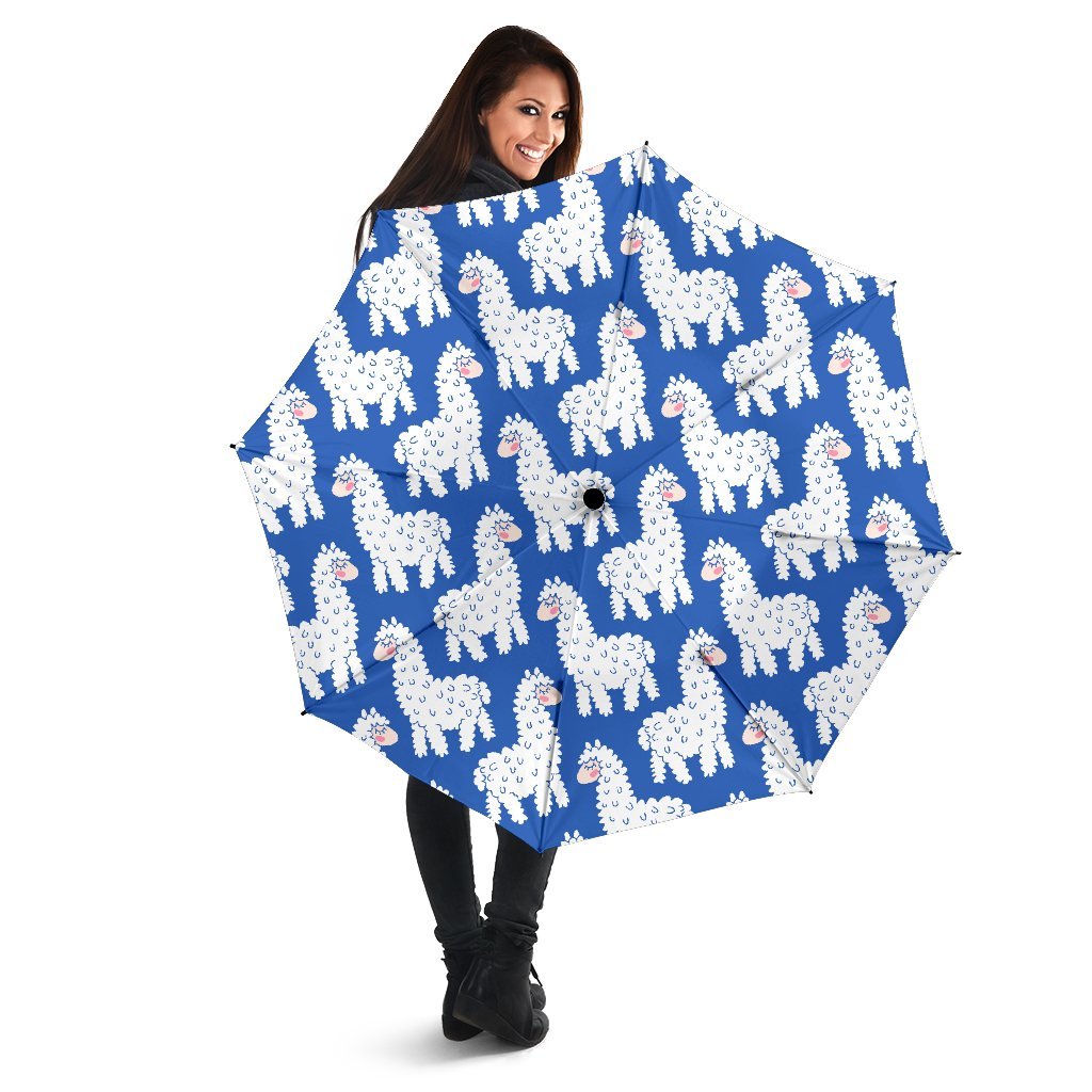 Alpaca Print Pattern Automatic Foldable Umbrella-grizzshop