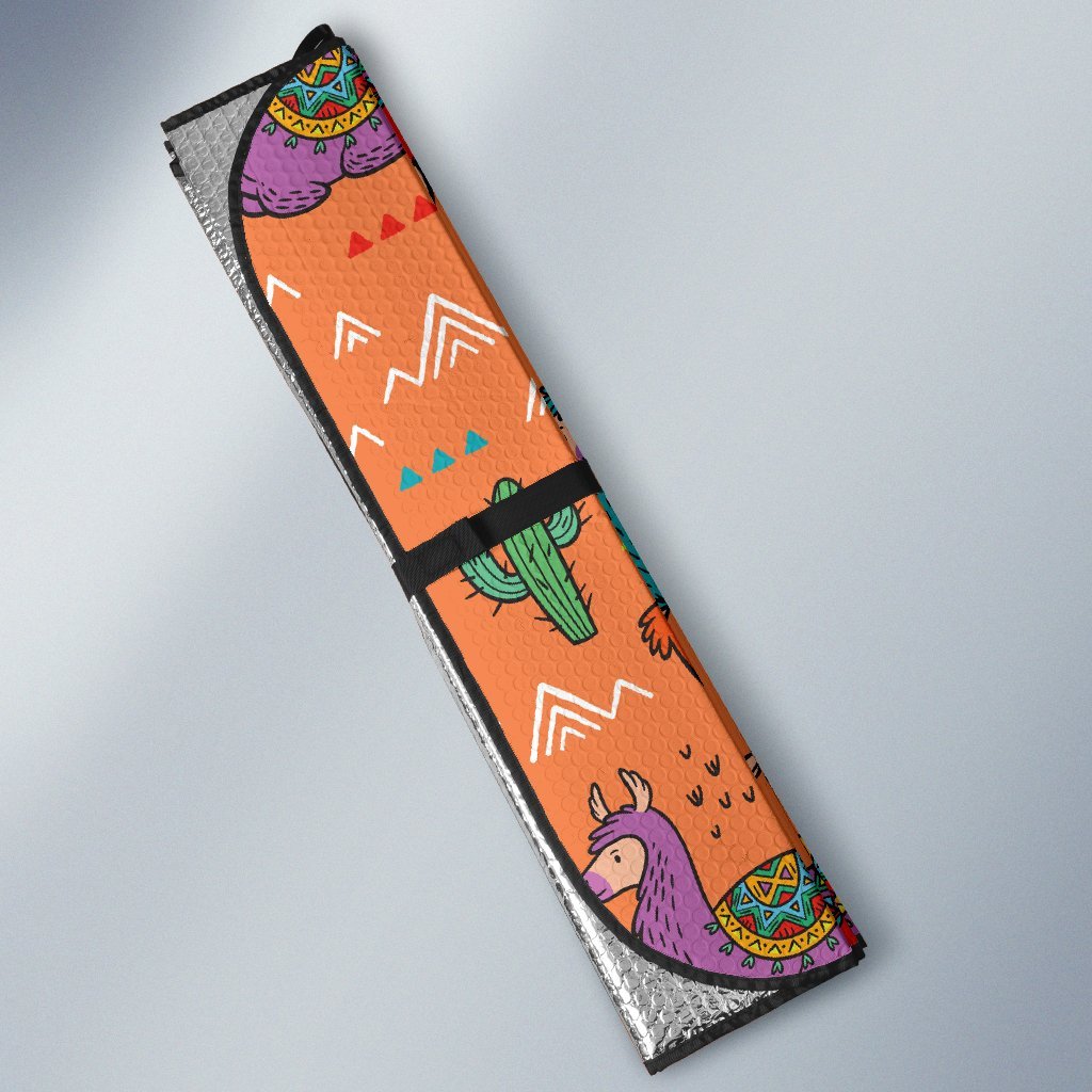 Alpaca Cactus Pattern Print Car Sun Shade-grizzshop