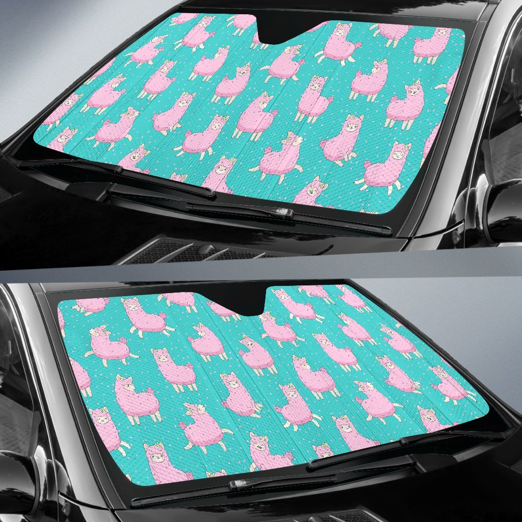 Alpaca Pattern Print Car Sun Shade-grizzshop