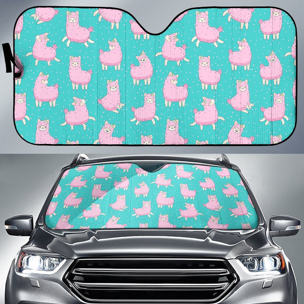 Alpaca Pattern Print Car Sun Shade-grizzshop