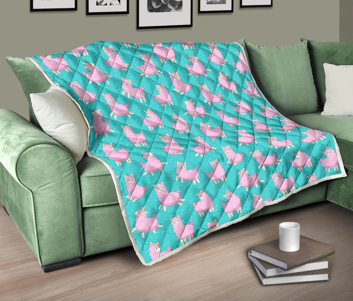 Alpaca Pattern Print Quilt-grizzshop
