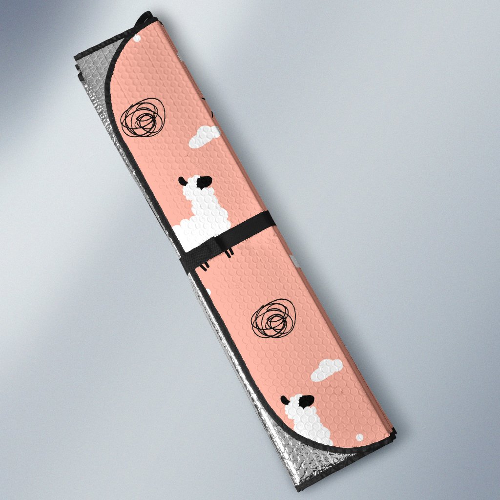Alpaca Pink Pattern Print Car Sun Shade-grizzshop