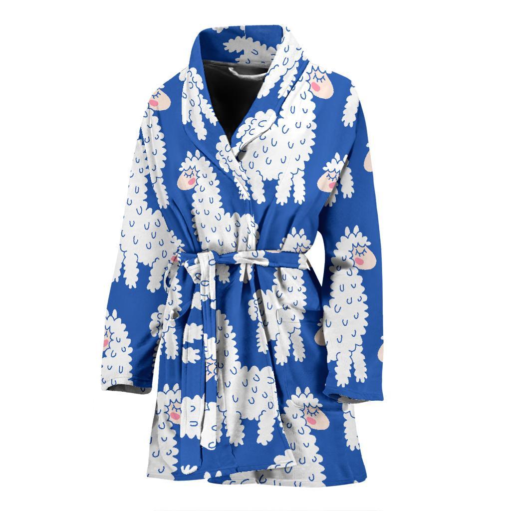Alpaca Print Pattern Women Long Robe-grizzshop