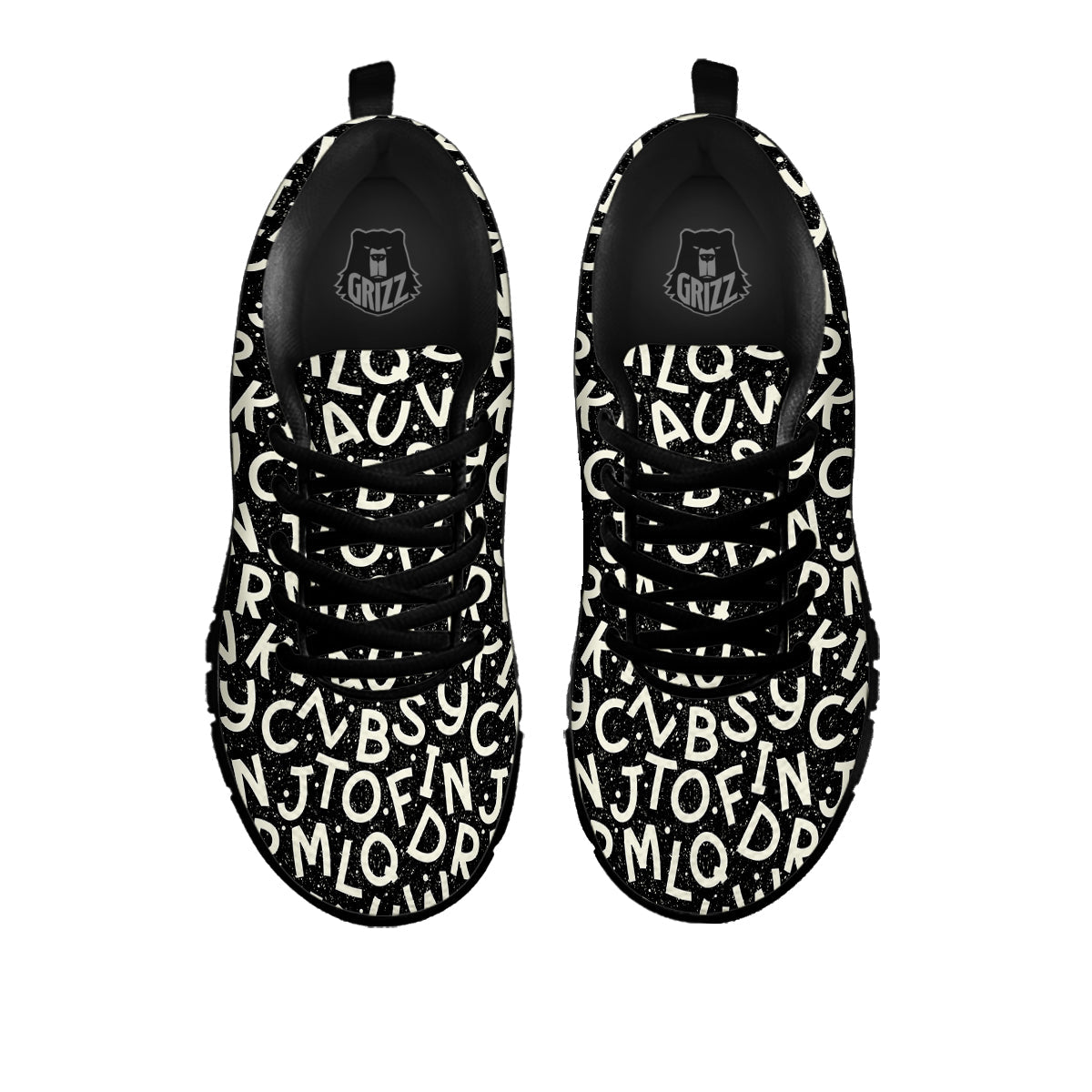 Alphabet Black Print Pattern Black Sneaker-grizzshop