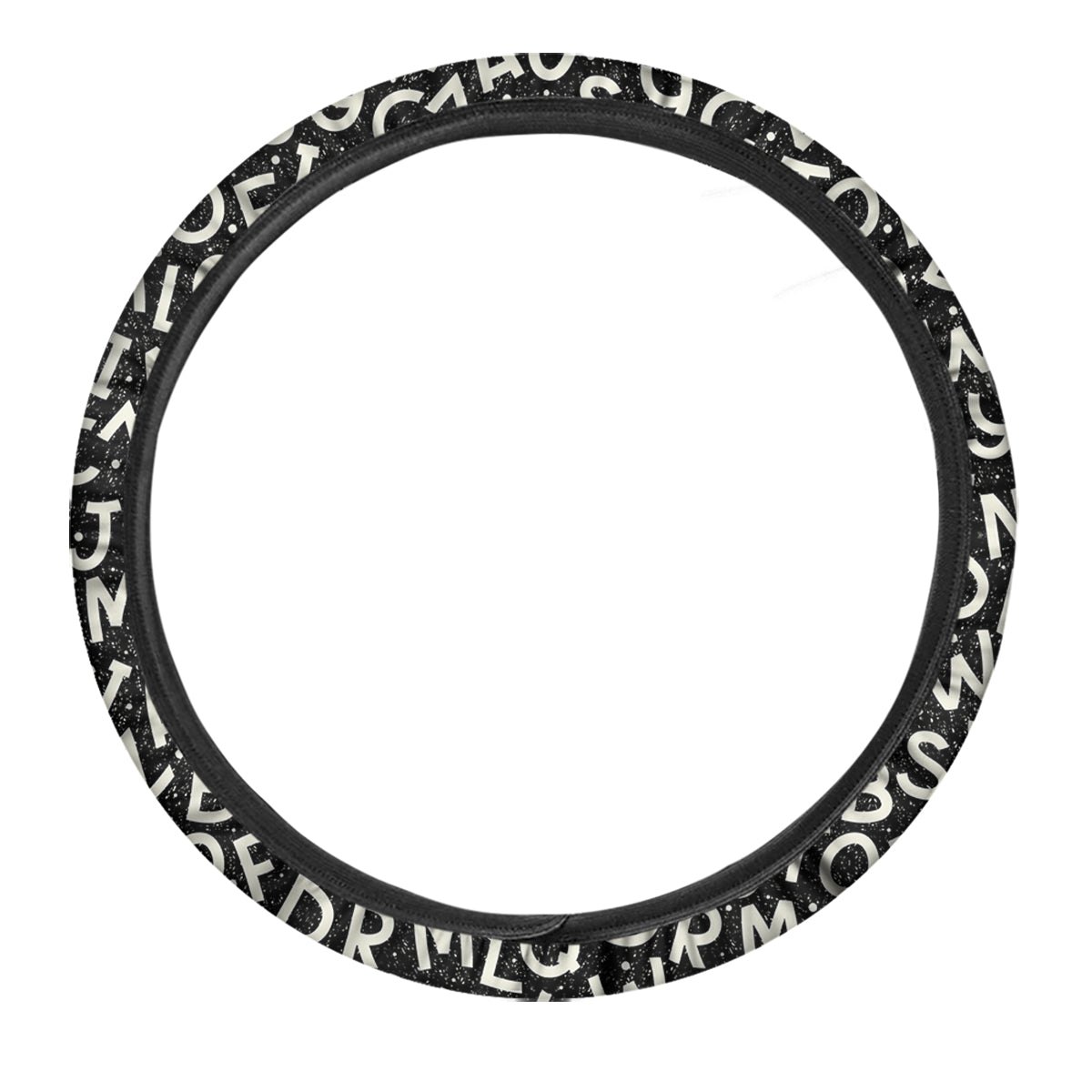 Alphabet Black Print Pattern Car Steering Wheel Cover-grizzshop
