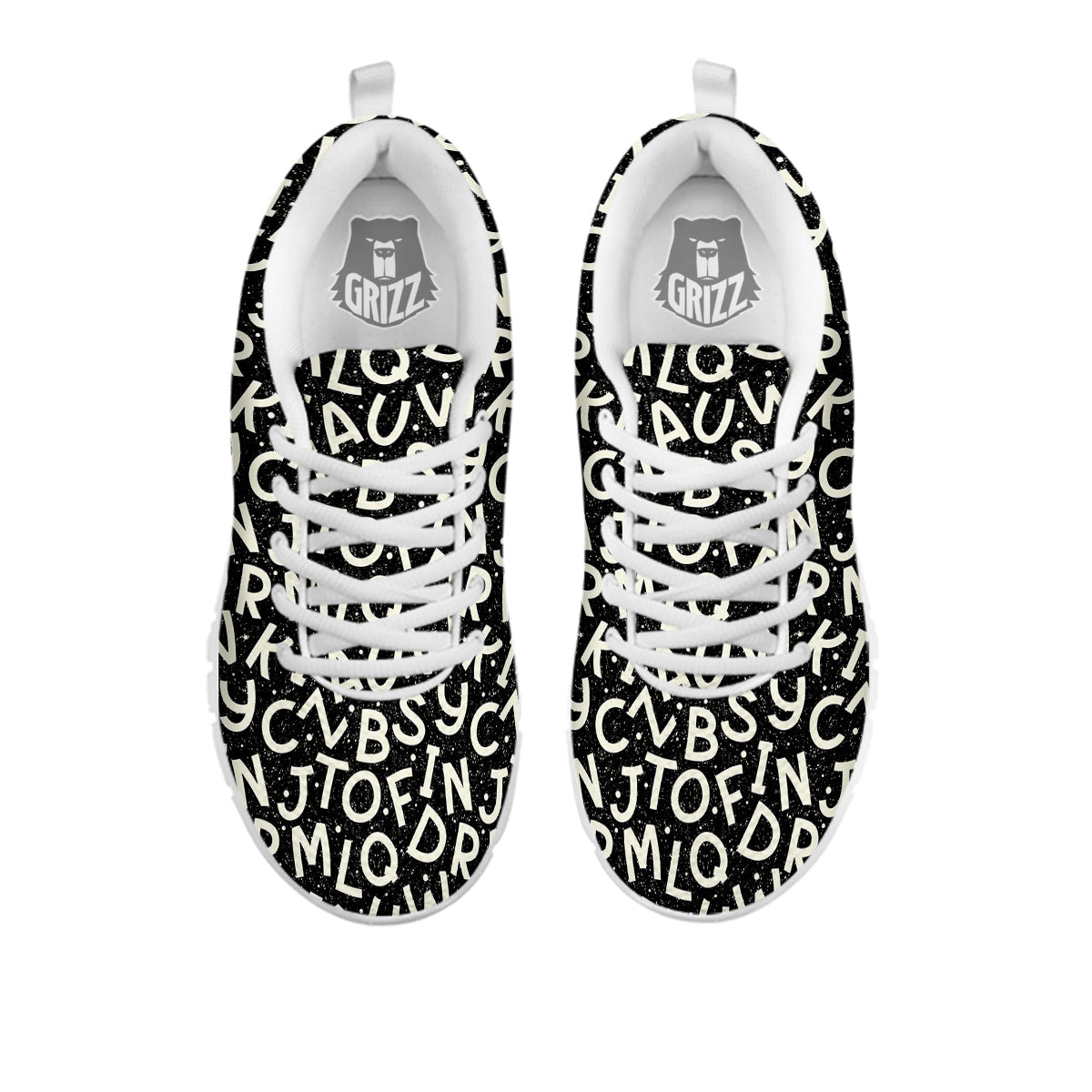 Alphabet Black Print Pattern White Sneaker-grizzshop