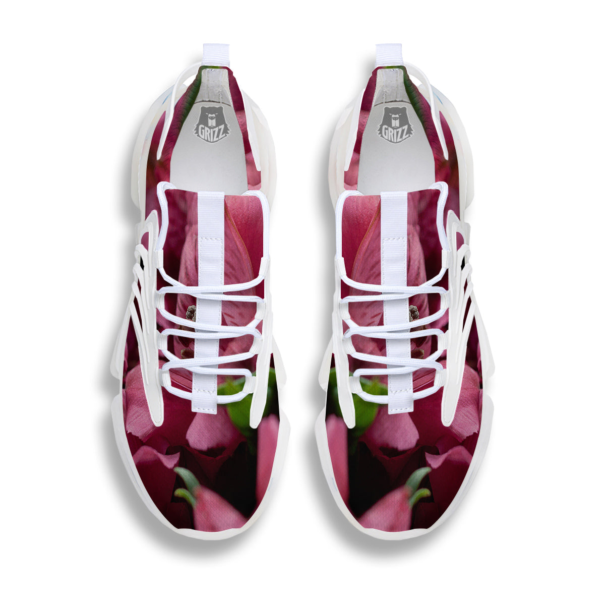 Alstroemeria Burgundy Print White Gym Shoes-grizzshop