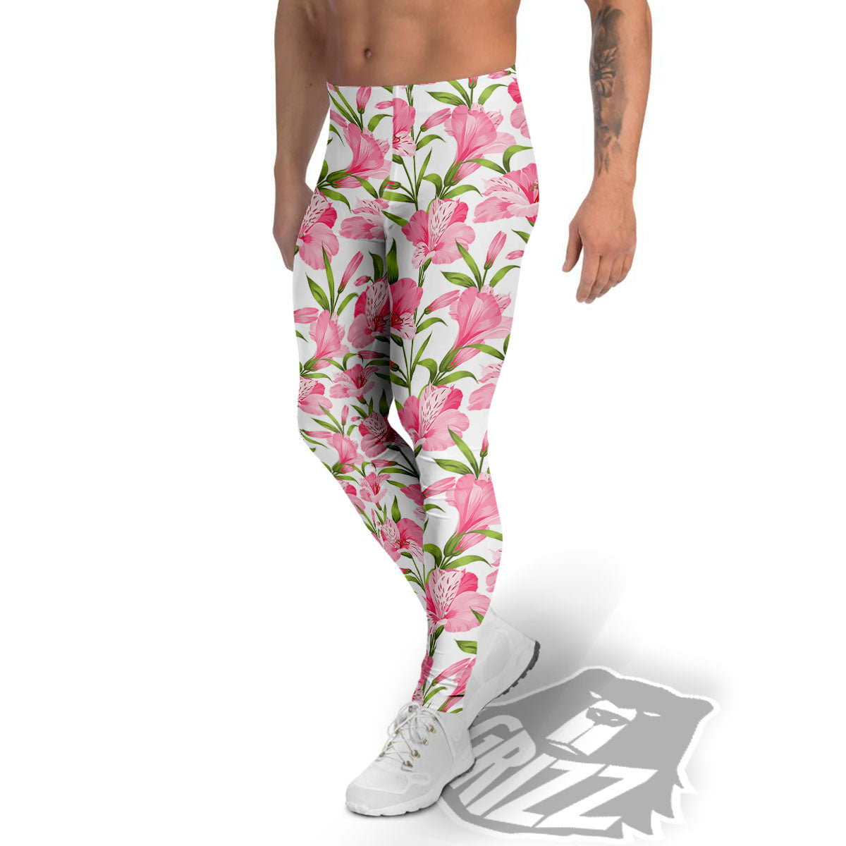 Alstroemeria Flowers Print Men's Leggings-grizzshop