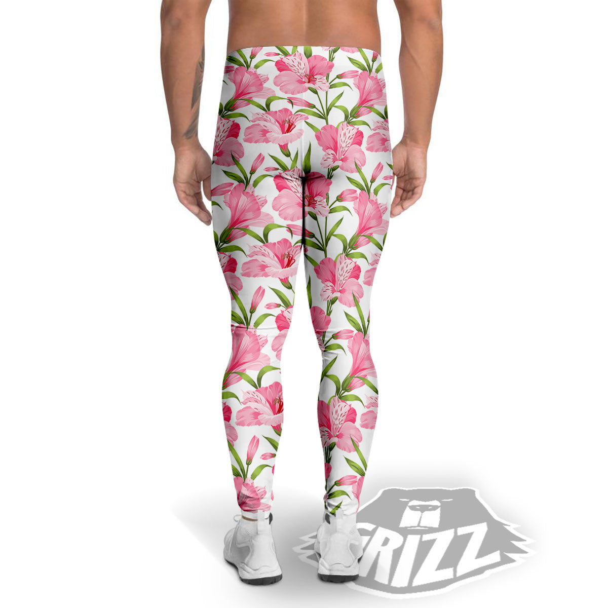 Alstroemeria Flowers Print Men's Leggings-grizzshop