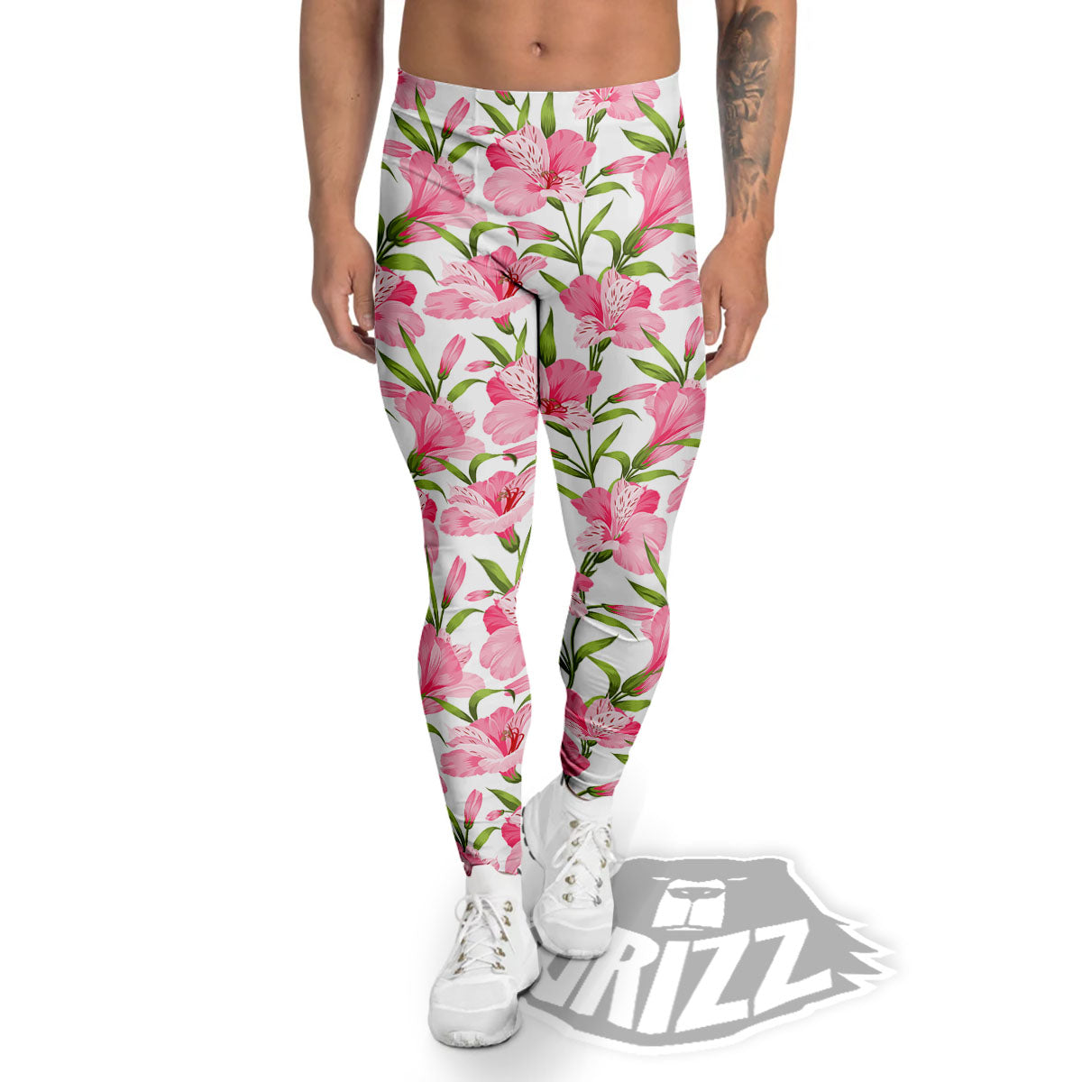 Alstroemeria Flowers Print Men's Leggings-grizzshop